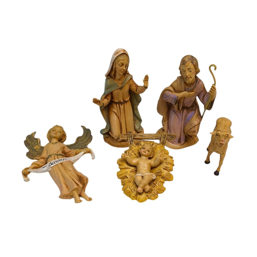 Vintage Fontanini Holy Family 6 Piece Set 1980's Depose Italy 3 1/2"
